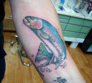 Trout tattoo, as shown in carousel slideshow